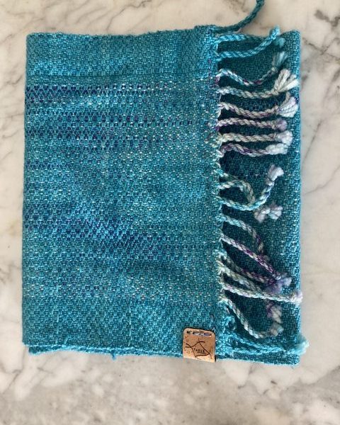 Winter Blues -Handwoven- wool cowl